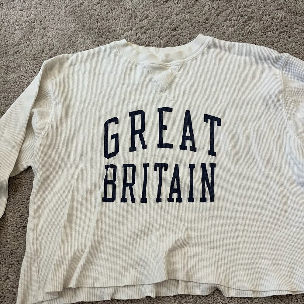 Brandy Melville John Galt - White Waffle Knit Long Sleeve Crop Top - One Size